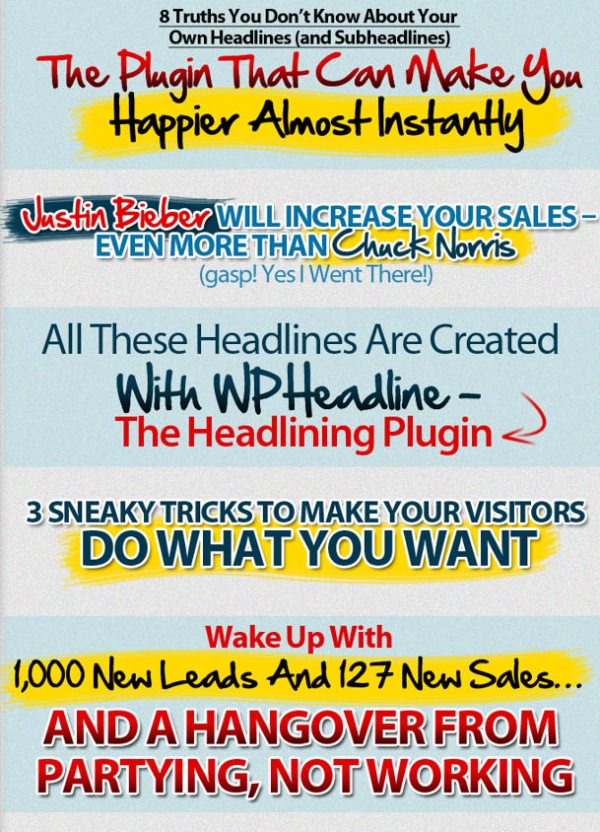 WPHeadline plugin headlines created by the plugin